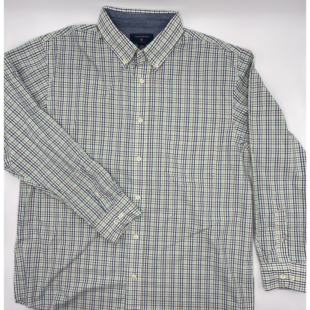 NWT Men Saddlebred® Long Sleeve Oxford Plaid Button Down Shirt Sz L #C420